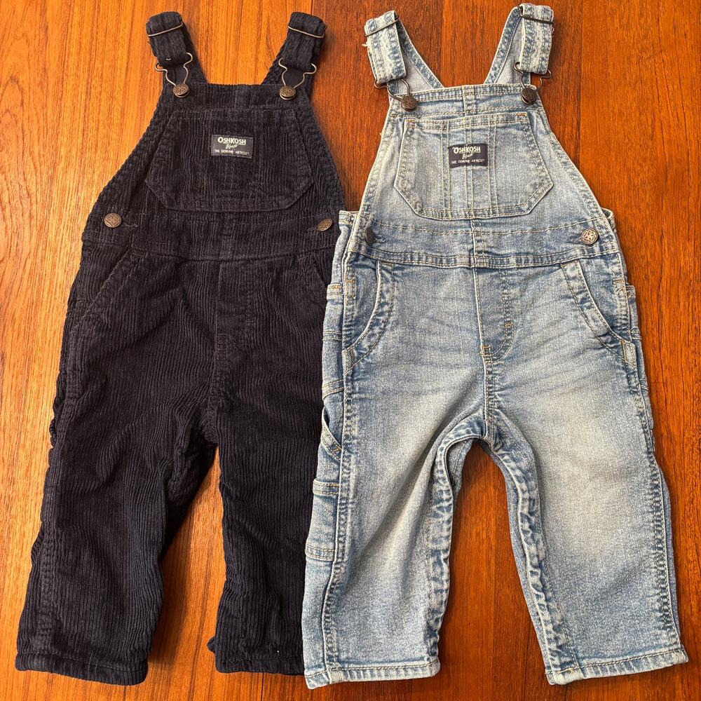 OshKosh Bundle of Overalls denim & blue corduroy size 12 Months